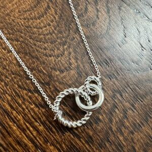 NEW IN BOX Elegant Silver Interlocking Circles Necklace